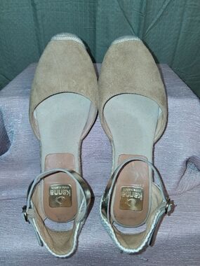 kanna Beige Suede Espadrille Slingback Wedge Sandals